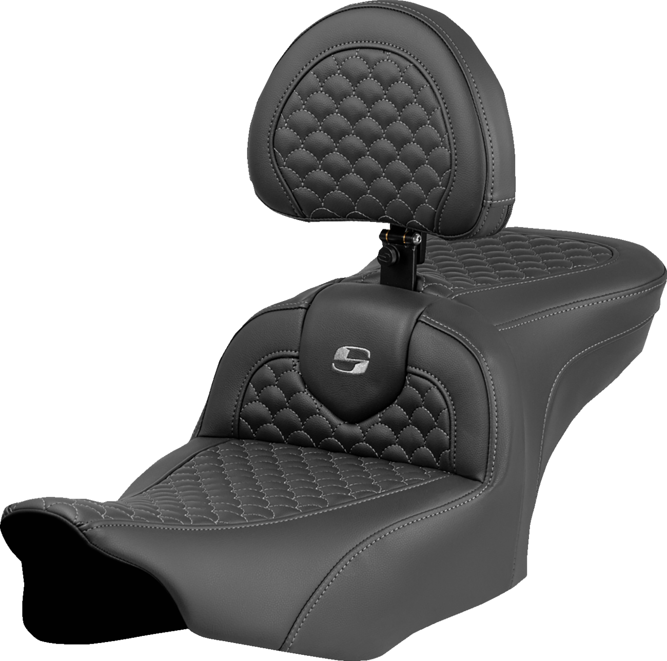 Saddlemen Roadsofa Gray Stitch with Backrest Seat fits 2023-2025 Harley Touring