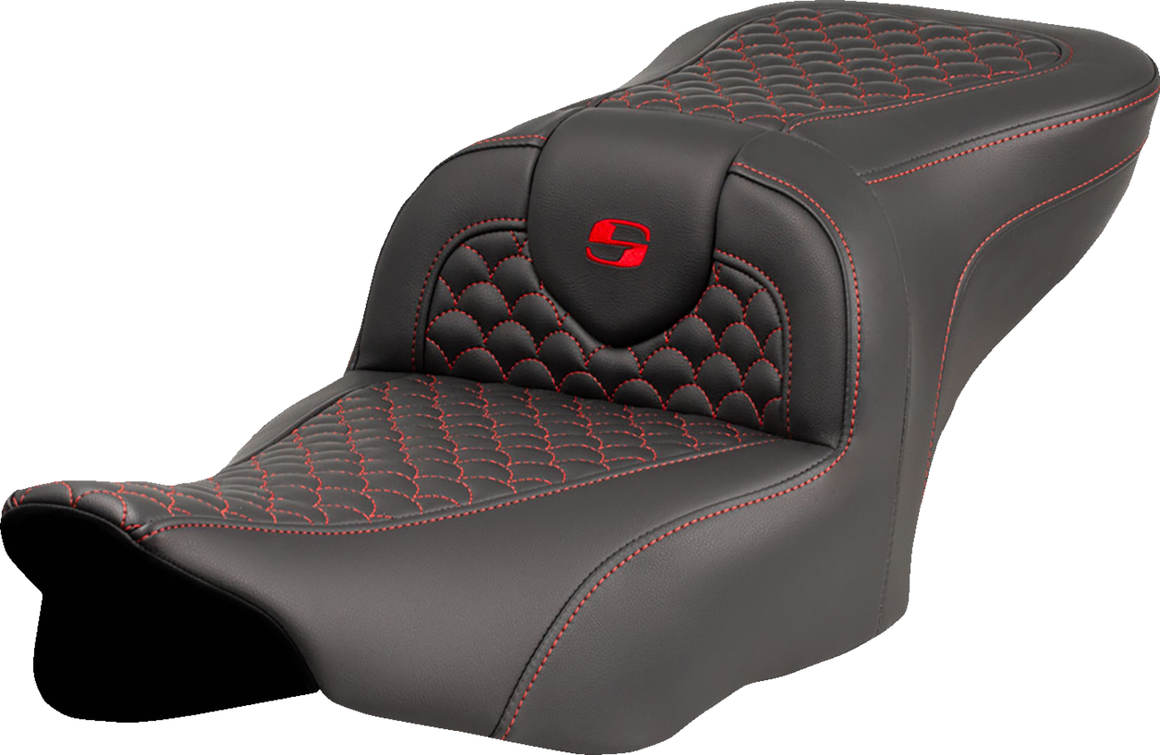 Saddlemen Roadsofa Red Dragon Scale Stitch Seat fits 2023-2025 Harley Touring