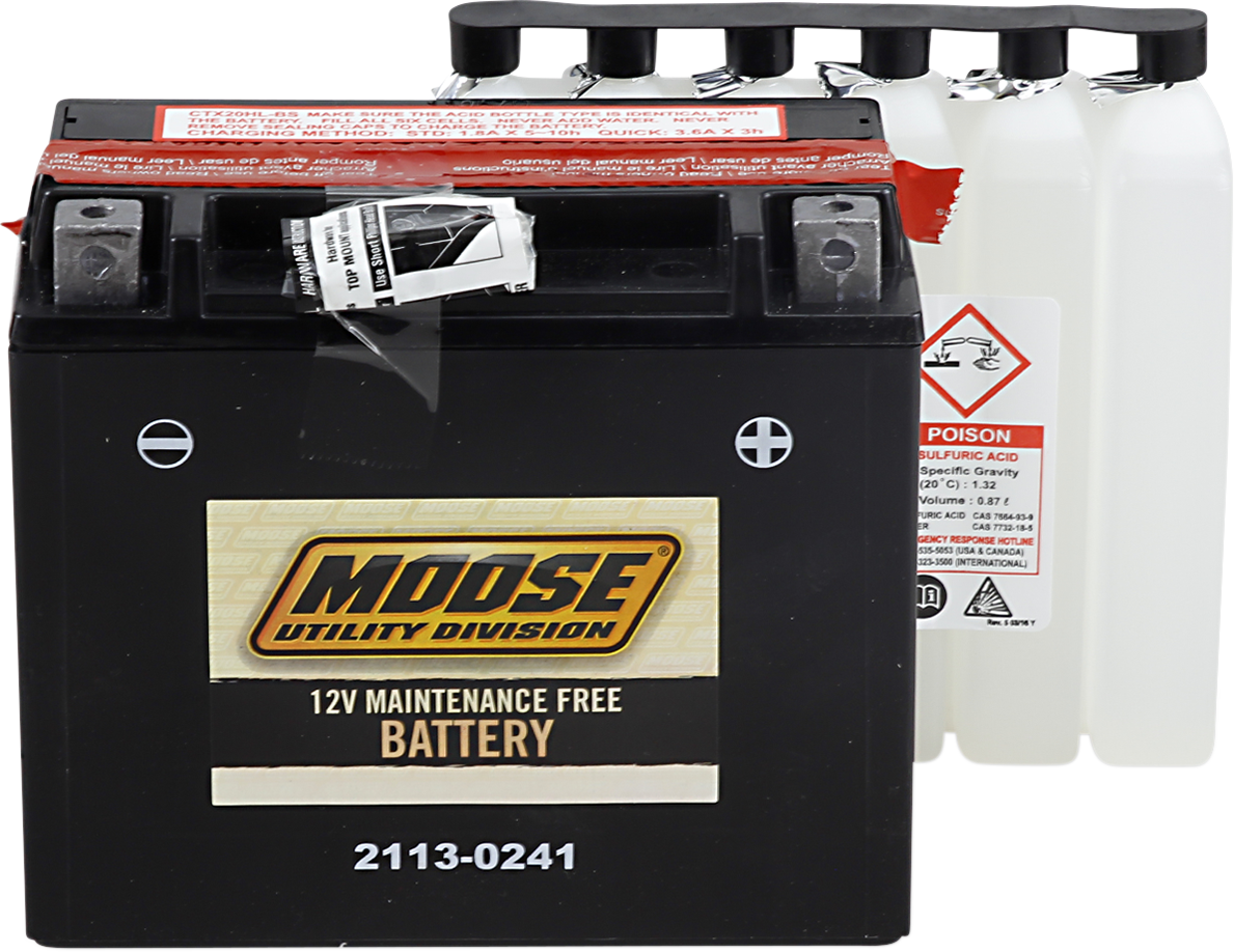 Moose YTX20HL-BS Maintenance Free Battery 1996-2016 Can-Am Polaris Yamaha Honda