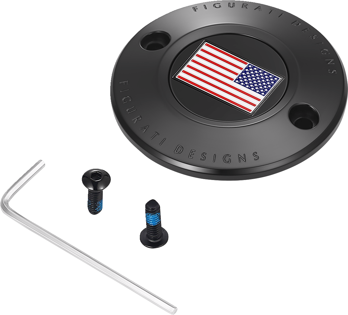 Figurati Designs American Flag Black Timing Cover for 2017-2022 Harley M8