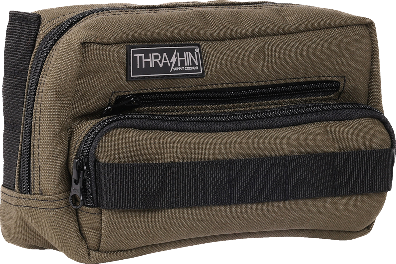 Thrashin Supply Green Motorcycle Handlebar Storage Bag Plus for Harley THB-0010