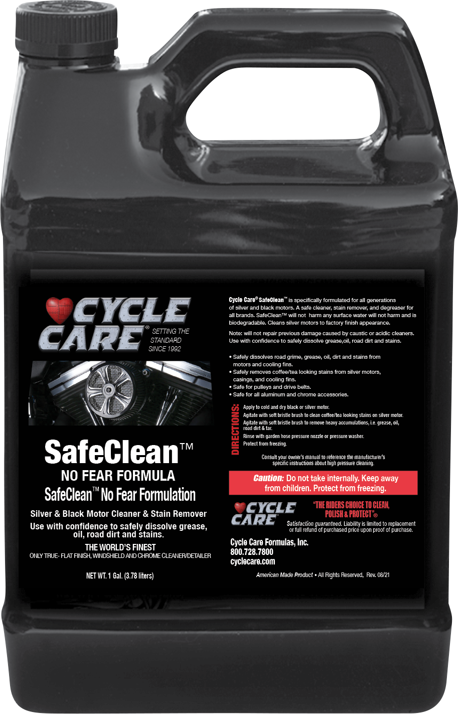 Cycle Care 1 Gal Safe Clean Silver & Black Engine Cleaner Degreaser Bottle