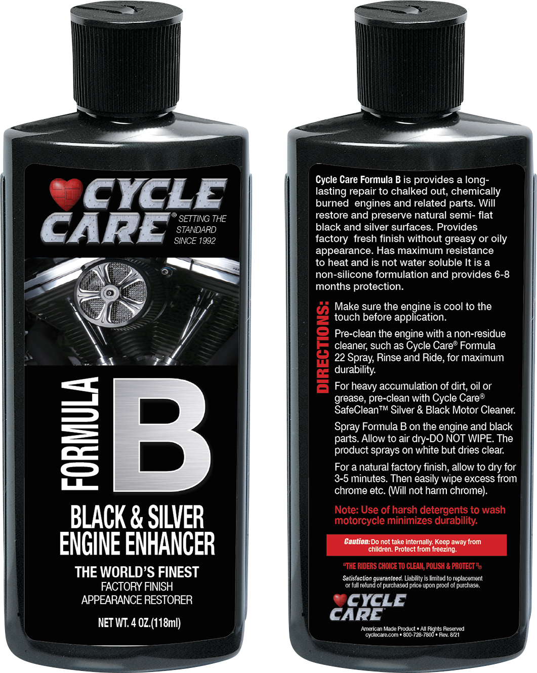 Cycle Care 4oz Formula B Motorcycle Black & Silver Engine Enhancer Restorer